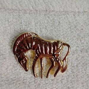 Goldtone zebra animal African brooch